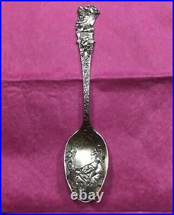 Antique Howard Sterling Silver Christmas Spoon Nativity & Santa Initials A M H