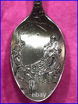 Antique Howard Sterling Silver Christmas Spoon Nativity & Santa Initials A M H