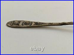 Antique Indian Raised Hand Hammered Navajo Sterling 3 Spoon Dancing Stars