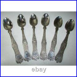 Antique Ottoman Stamped Tugra Silver Spoon Set. 6 Pcs Collectables