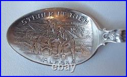 Antique Paye & Baker Strike It Rich Alaska Sterling Silver Souvenir Spoon