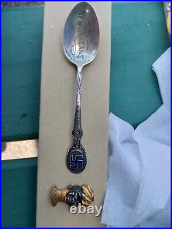 Antique Silver Navajo Good Luck Spoon 1908 New Orleans Swastika