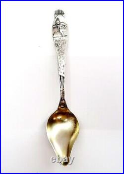 Antique Sterling Native American Indian Souvenir Sugar Spoon Pat'd date 1891