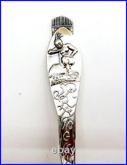 Antique Sterling Native American Indian Souvenir Sugar Spoon Pat'd date 1891