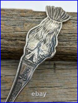 Antique Sterling SSMC Native American Whirling Logs Los Gatos CA Souvenir Spoon
