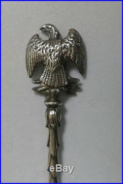 Antique Sterling Silver & Enameled Napoleon Spoon With Eagle Handle Design