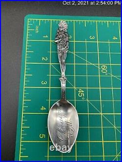 Antique Sterling Silver Indian Native American Warrior Souvenir Spoon CHICAGO