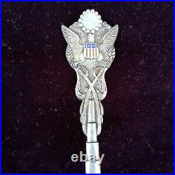 Antique Sterling Silver New York State Souvenir Spoon Civil War Themed