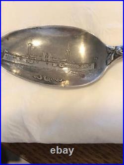 Antique Sterling Silver Remember the USS Maine Battleship 1898 Souvenir Spoon