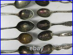 Antique Sterling Silver SOUVENIR US State SPOONS Lot of 14