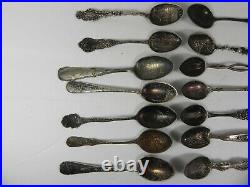 Antique Sterling Silver SOUVENIR US State SPOONS Lot of 14