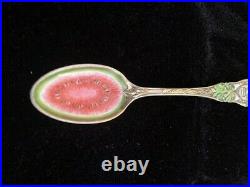 Antique Sterling Silver Souvenir Gorham Spoon Watermelon Very Nice Enamel