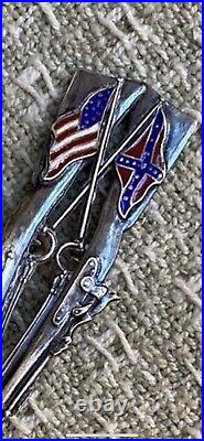 Antique Sterling Silver, Souvenir Spoon, Crossed Rifles, Flag, Alabama Mechanics