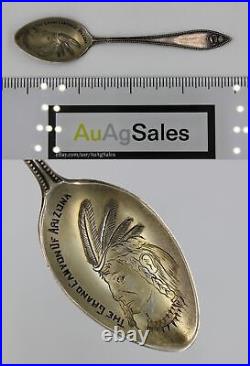 Antique Sterling Silver Souvenir Spoon ENGRAVED Indian, Grand Canyon, Arizona