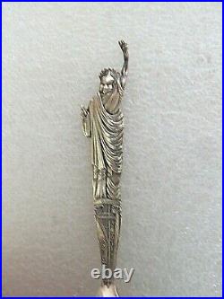 Antique Sterling Silver Souvenir spoon 3D NYC Statue of Liberty Brooklyn Bridge