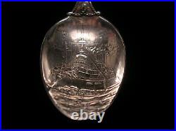 Antique Sterling Silver Spoon Army- Navy 6 Inch Heavy Engraving Excellent Cond