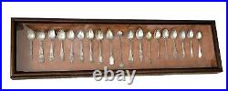 Antique Sterling Silver Spoon Collection 1800s 1900s Travel Worlds Fair Framed C