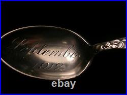 Antique Sterling Silver Spoon September 1912 Lady Holding Orange 6 Inch Ex. Cond