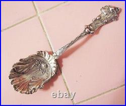 Antique Sterling Silver Sugar Spoon Poppy by Paye & Baker 1908