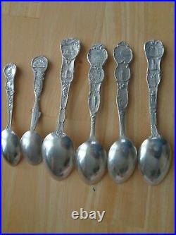 Antique Sterling silver souvenir spoons lot 6pcs