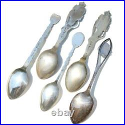 Antique/Vintage Enamel Sterling Silver Native Souvenir Spoon Set