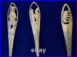 Antique/Vintage Sterling Silver BEAR YELLOWSTONE Souvenir Spoons, Lot of (3)