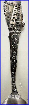 Antique Whittier San Gabriel Mission CA Sterling Silver Souvenir Spoon
