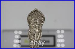 Antique c. 1890 Shepard Sterling Silver 6 Souvenir Spoon Indian Chief Head/Bust