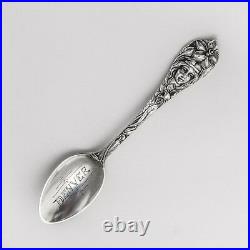 Art Nouveau Souvenir Spoon Lady Face High Relief Sterling Silver Watson 1900