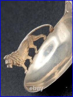 Blackinton Rare Sterling Silver Figural Lion Cat Baby Feeding Spoon Art Nouveau