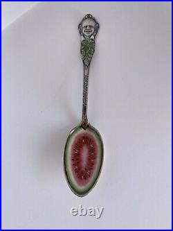 Charles W Crankshaft Watermelon ATLANTA Enameled Sterling Souvenir Spoon