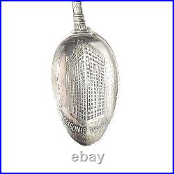 Chicago Masonic Temple Native American Indian Sterling Silver Souvenir Spoon
