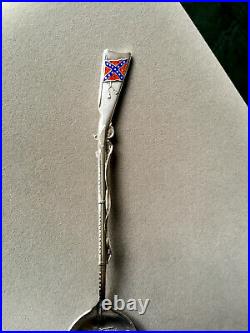 Confederate Mississippi Sterling Silver Souvenir Spoon Flag Antique Veterans
