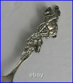 Cowboy On Horse Roping A Steer Round-Up Pendleton ORE Sterling Souvenir Spoon