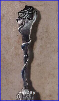 DANIEL LOW Sterling Silver WITCH and Black Cat Souvenir SPOON 4.25