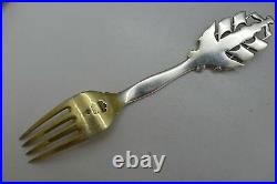 Danish A. Michelsen Enamel Sterling Silver 1930 Christmas Fork & Spoon Set RARE