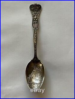 Dated 1898 Army Navy Souvenir Spoon Sterling Silver Enamel Gorham Ship Anchor