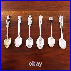 Dealers Lot 6 Sterling Silver Historical Demitasse Spoons Paul Revere, Marco Polo