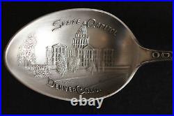 Denver Colorado Souvenir Spoon State Capital Gold Miner Sterling Silver -Vintage