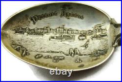 Detroit Harbor Sterling Silver 925 Collector Spoon Docks Detail Patina Vintage