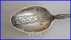 Diamond Head Honolulu Hawaii TERRITORY Enameled Sterling Silver Souvenir Spoon