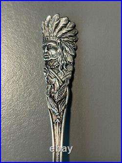 EXTREMELY RARE! Lake George Sterling Silver spoon! Indian head DETAILED SUPERB