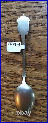 Enamel Eagle Handle Stars Stripes Shield Bowl Sterling Demitasse Souvenir Spoon