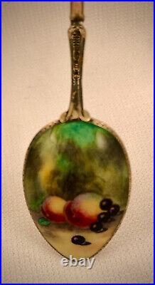Enameled Sterling Demitasse Spoon, Fruit Decorated