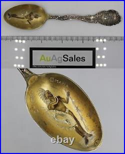 Engraved & Colored Sterling Silver Souvenir Spoon Indian Chief Omaha, Nebraska