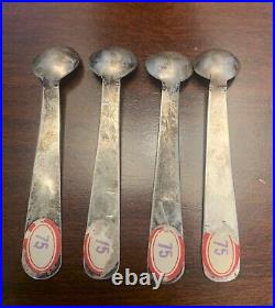 Estate Antique Native American Sterling Tooled 4 Salt Spoons