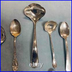 Estate Mixed Lot 17 Sterling Silver Serving Souvenir Spoons Teaspoons Ladle 368g