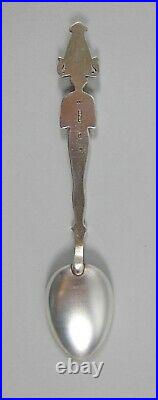 Exceptional 800 Silver & Enamel Egyptian Souvenir Spoon Figural withScenic Bowl