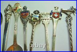 Fabulous Vintage Estate Hallmarked Lot Of 11 Silver Souvenir Tea Spoons # 19123