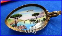 Figural Enamel Urn Italy Naples Enamel Bowl 800/1000 Vintage Souvenir Spoon Nice